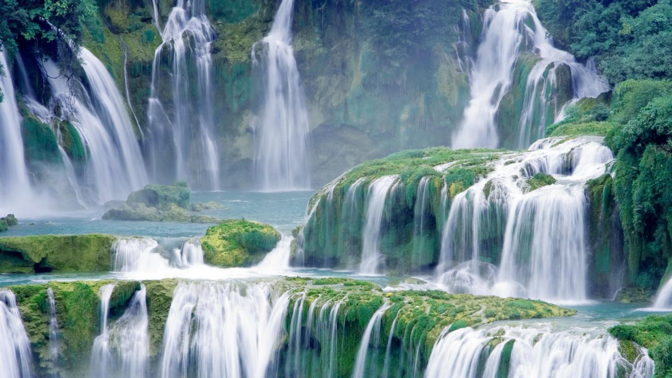 Rau tus neeg tsis tau paub tiag Waterfall-nature-wallpaper
